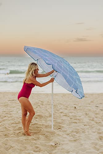 PICNIC TIME 5.5 Ft Portable Beach Umbrella, Lightweight UV Protection Sunshade with Tilt Pole & Carry Bag, Outdoor Canopy Umbrella for Beach, Sand, Pool, Patio, Camping, Travel, or Backyard Shade, (Blue Athens Pattern) - color: Blue Athens Pattern