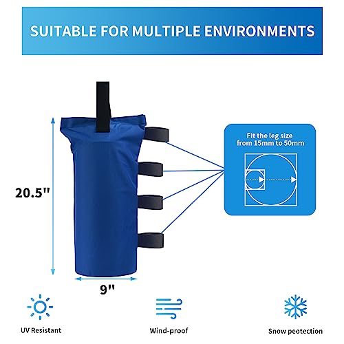 Joramoy Heavy Duty Canopy Weight Bags (150LBS) for Pop Up Canopy Tent - Leg Weights, Set of 4, Blue (Without Sand) - color: Blue, size: 150lbs