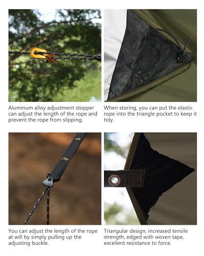 Ultralight Tarp, 14ft Hammock Rain Fly Lightweight Waterproof Camping Tent Tarp with Doors, Bushcraft Tarp Shelter for Backpacking Hiking Camping - color: Army