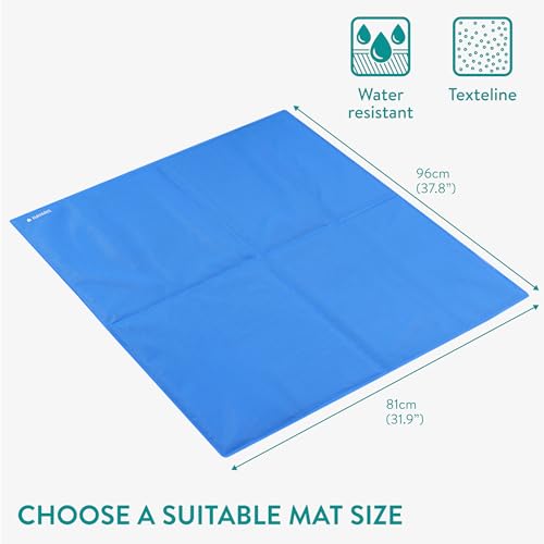 Navaris Gel Pet Cooling Mat with Durable Textiline Cover - Cool Pad for Dog or Cat - Cooler Bed Mats for Dogs or Cats - 31.89 x 37.80 x 0.20 (81 x 96 x 0.5 cm) - size: 81 x 96 cm