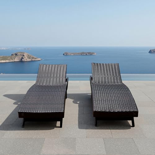 Set of Foldable Long Reclining Patio Seating Chairs, 2 Folding Chairs Patio Chaise Lounge, Outdoor Wicker Lounge Chaise, Rattan Chaise Lounge Lawn Sunbathing Recliner Beach Pool Backrest Recliners - color: 2 Foldable Chairs