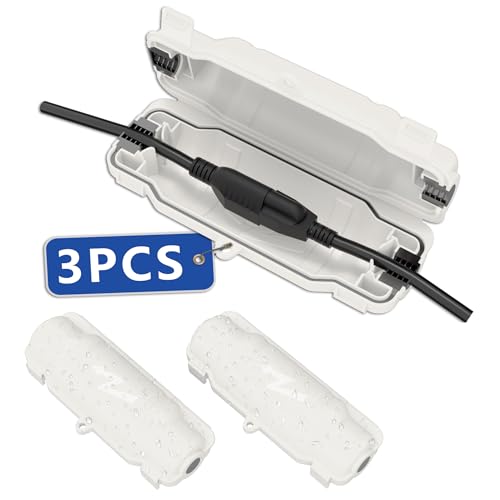 3 Pack Outdoor Extension Cord Safety Cover with Waterproof Seal IP54 Water-Resistant, Weatherproof Electrical Connection Box with 2 Latches, Plug, Socket, Holiday Decoration Light, White - color: White, size: 3 Pack
