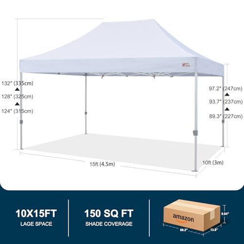 MASTERCANOPY Pop Up Canopy Tent 10x15 Instant Shelter (White) - color: White, size: 10x15
