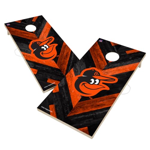 Baseball Themed Cornhole Boards, 2x4 Regulation Pro Cornhole Board Set, Officially Licensed Cornhole Boards, Perfect for Tailgates - color: Baltimore, size: 2. Include Carrying Case