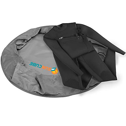 SUN CUBE Wetsuit Changing Mat & Waterproof Surf Bag – Drawstring Dry Bag for Surfing, Kayaking & Beach – 30” Leakproof Portable Gear Mat - color: Gray