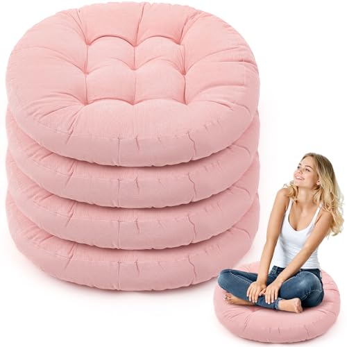 Jerify Floor Pillow Cushions Large Round Square Large Meditation Floor Pillow for Classroom Adult Meditation Picnic Party Seating Learning Daycare School(Round,Pink,4 Pcs) - color: Light Pink, size: Round