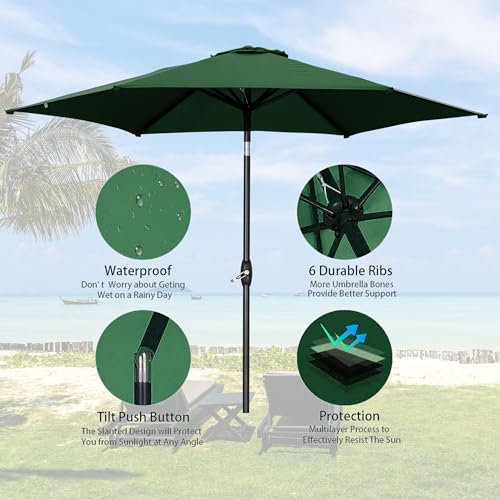 HYD-Parts 9FT Patio Umbrella Outdoor Table Umbrella,Market Umbrella with Push Button Tilt and Crank for Garden, Lawn, Deck, Backyard & Pool, No Base (Green) - color: Green, size: Umbrella Only