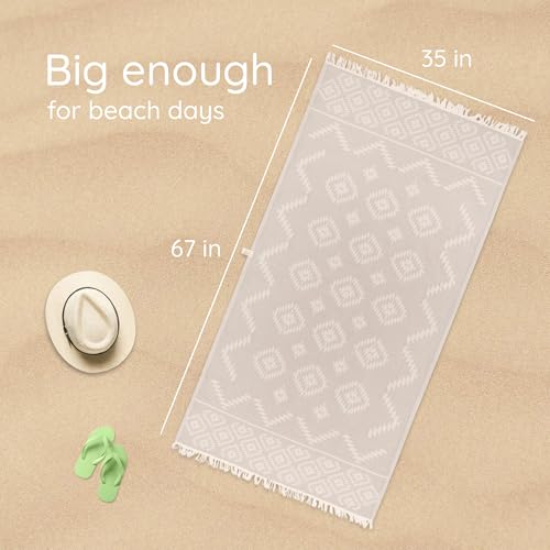 Premium 100% Cotton Turkish Towel – Vintage Light Grey, 35”x 67” – Quick Dry Beach Towel, Sand-Free, Lightweight – Ideal for Pool, Travel, and Everyday Use - Beach Accessories Must Haves - color: Vintage Light Grey