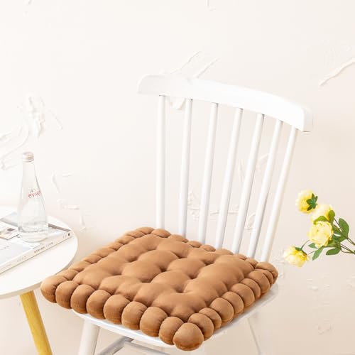 vctops Velvet Chair Pad Seat Cushion Solid Color Square Seat Pad Indoor Floor Cushion Super Soft Warm Chair Cushion Pad for Home Kitchen Dining Room Office (Brown,16"x16") - color: Brown