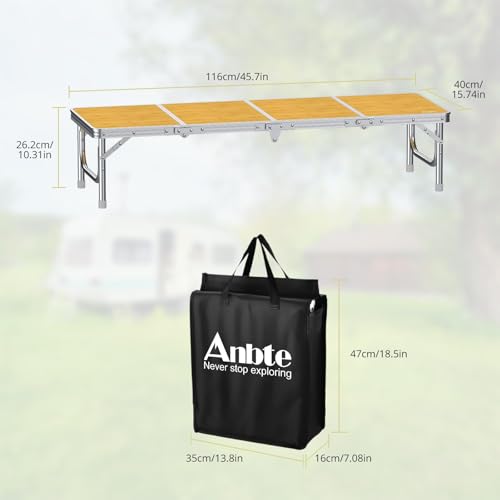Anbte 4ft Low Folding Picnic Table, Thicker Aluminum Small Camping Table with Storage Bag, Portable Handle, Lightweight, for Camping Beach Party Picnic Floor,45.67" x 15.7" x 10.3", Yellow - color: Yellow, size: 45.67" x 15.7" x 10.3"