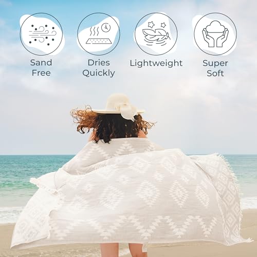 Premium Turkish Beach Towel – 100% Natural Cotton, Quick Dry, Sand Free, Oversized Beach Towel 35”x67” – Ideal for Travel, Pool, and Beach Blanket – Beige Sand Color - color: Beige