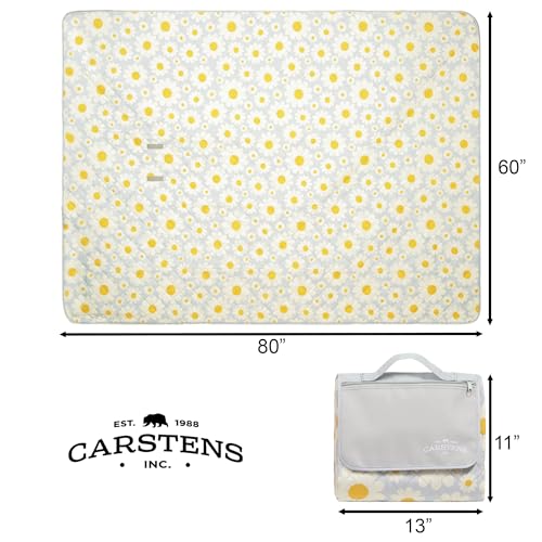 CARSTENS, INC. Easy Pack Waterproof Sandproof Picnic Blanket, Lightweight Foldable Outdoor Camping Beach Mat, Large 60"x80", Daisy Day Floral - color: Daisy Day Floral
