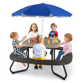 HONEY JOY Kids Picnic Table, 8 Person Toddler Outdoor Table and Chair Set, 4 Built-in Benches, Removable Umbrella, Metal Frame & HDPE Top, Children Outdoor Furniture for Backyard Patio Garden (Coffee) - color: Coffee