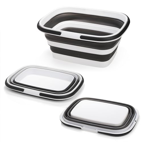 Cididu 2 Pack Collapsible Tub with Handle, Rectangular Handy Basket/Bucket, 8.5L Portable Outdoor Picnic Basket Crater, Foldable Camping Sink, Wash Basin for Washing Dishes, Hiking and Home
