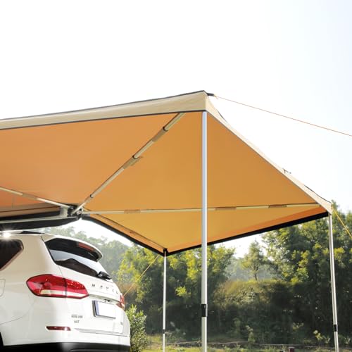 VEVOR 270 Degree Awning, Ultimate Sun Protection Vehicle Awning, Waterproof UV50+ Car Side Awnings with Carry Bag, All-Weather Free-Standing Overland Awnings Car Shelter for SUV Van Truck Camping - color: Khaki 270° 15.4*8.2ft Car Awning