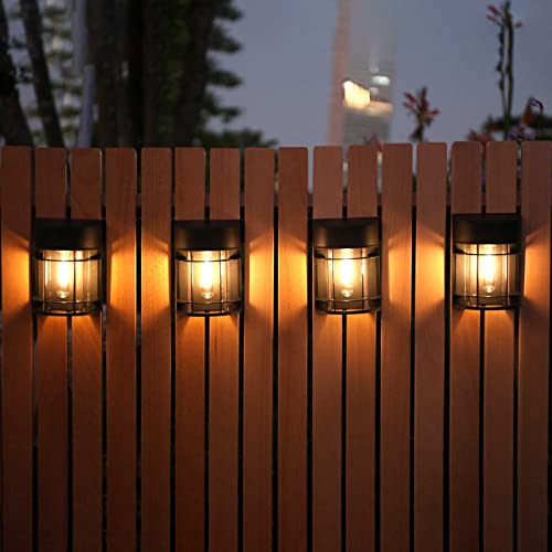 Solar Fence Lights, 12 Pack Waterproof Solar Lights Outdoor, Outdoor Solar Lights for Fence Garden Yard Step Deck Stairs - color: Black, size: 12 Pack