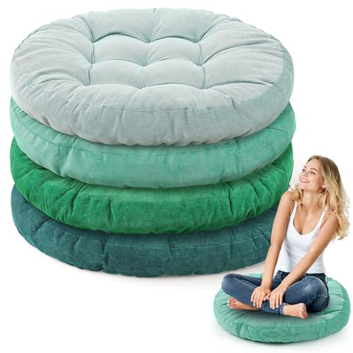 Jerify Floor Pillow Cushions Large Round Square Large Meditation Floor Pillow for Classroom Adult Meditation Picnic Party Seating Learning Daycare School(Round,Gradual Green,4 Pcs) - color: Gradual Green, size: Round