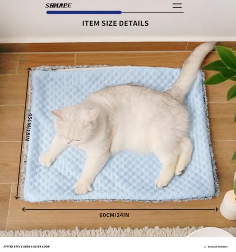 Two Uses'Cat Mat,Cooling&Self Warming Cat Mat.18 * 24in-Cooling Cat Pad.Hot/Cold Mat for Pets.Cats self Heating pad.Dogs and Cats with Ice Gel Bag,Temperature Lock Design,Machine Washable - color: Light Blue+Gel ice pack, size: Medium