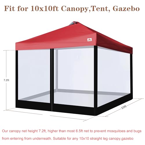SCOCANOPY Replacement Mesh sidewall for Most 10x10 Canopy Or Gazebo,(Black) - color: Black, size: 10X10