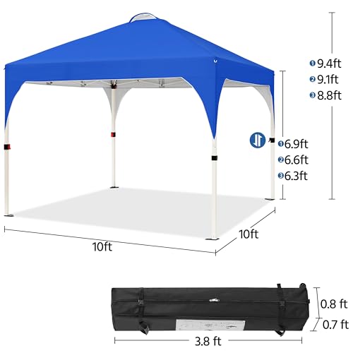 Yaheetech 10x10 Pop Up Canopy Tent with Vent, Easy Set Up Tent, Instant Sun Shelter Canopy with Wheeled Bag, 4 Sandbags, 12 Stakes & 4 Ropes, for Parties, Beach, Outdoor, Blue - color: Blue, size: 10x10