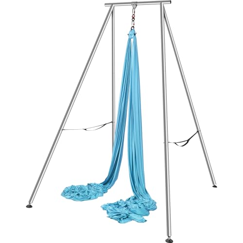 VEVOR Yoga Stand Frame, Max 441-551 lbs Load Swing Stand, Triangular Structure Aerial Rig, Aerial Silk Stands with Yoga Hammock, Standard & Height-Adjustable Version - color: Blue, style: Standard Version