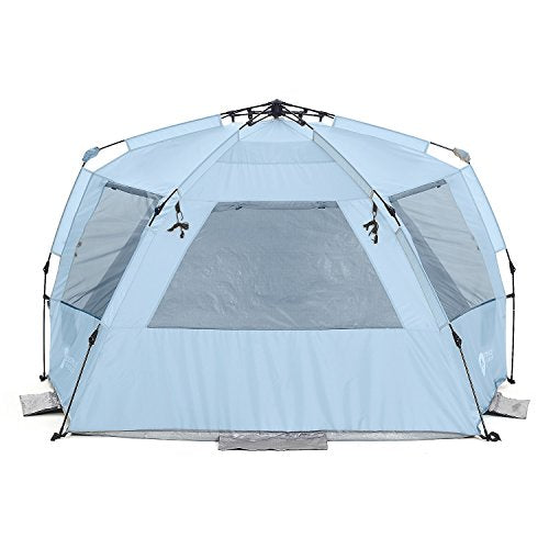 Easthills Outdoors Instant Shader Deluxe XL Beach Tent Easy Up 99" Wide for 4-6 Person Sun Shelter - Extended Zippered Porch Included Blue - color: Instant Shader Deluxe - Blue