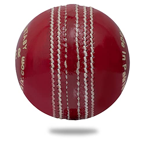 Gold Cricket Ball - 5oz Leather Ball for Cricket Net | Red Ball for Junior Sport Game - size: 1-Pack
