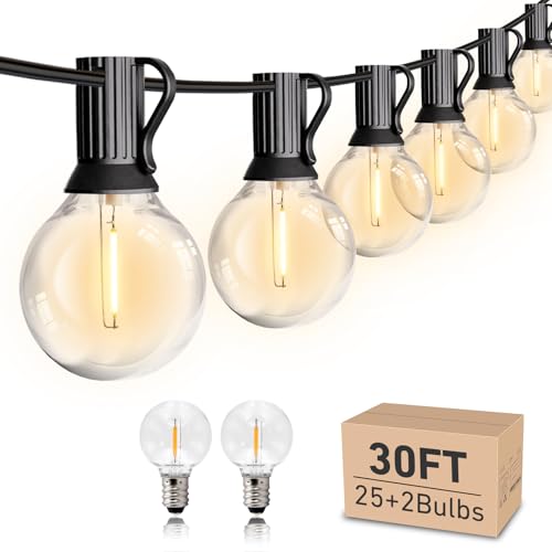 HISTAR Led String Lights Outdoor 30ft Patio Lights Waterproof with 27 G40 Shatterproof Bulbs, Connectable Globe String Lights for Outside, Backyard Balcony Bistro Party Cafe Lights - size: G40 30ft