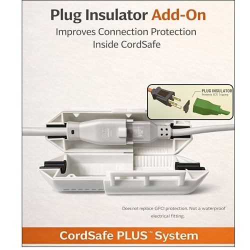 Extension Cord Connection Protector by CordSafe Plus, Weather-Resistant, Fits 18–12 AWG, Helps Keep Plugs Secure, Made in USA - color: Black, size: 1 Pack