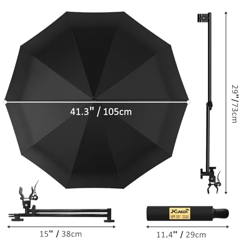 XLINGZA UPF 50+ Beach Umbrella with Adjustable Universal Clamp - style: Manual/L