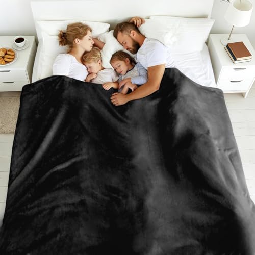 Edenleaf Big Oversized Soft Blanket, Giant Fleece Companion 120x120, California King Warm Blanket for Whole Family, Bed, Sofa, Couch, Travel, Camping 120x120 Black - color: Pure Black