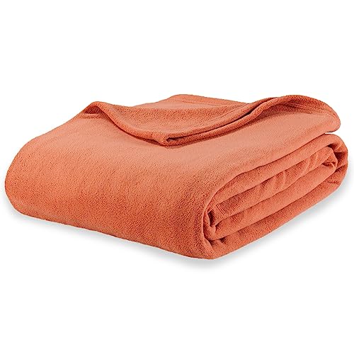 Berkshire Blanket Microfleece King Size Bed Blanket Amberglow Orange,Lightweight Soft Breathable Plush Micro Fleece Blanket for Bed Couch Sofa,90x108 Inches - color: Amberglow, size: King/Cal King
