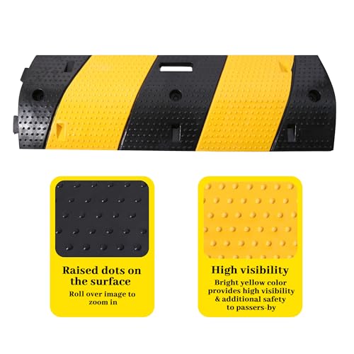 Speed Bumps for Asphalt Fold Rubber Speed Humps with Yellow Targets for Gravel Driveway Concrete Road, 1 Pack - color: Black and Yellow