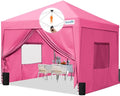 Quictent Privacy 8x8 Pop up Canopy Tent with Sidewalls and Roll-up Ventilated Windows, One Person Easy Setup, Outdoor Commercial Gazebo Shelter Enclosed Waterproof, Bonus 4 Sandbags - color: Pink, size: 8x8ft