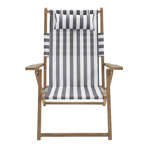 Lavish Home Set of 2 Beach Chair - Outdoor Weather-Resistant Wood Folding Chair with Backpack Straps - 4-Position Reclining Seat - Beach Essentials (Gray) - color: Grey, style: Set of 2