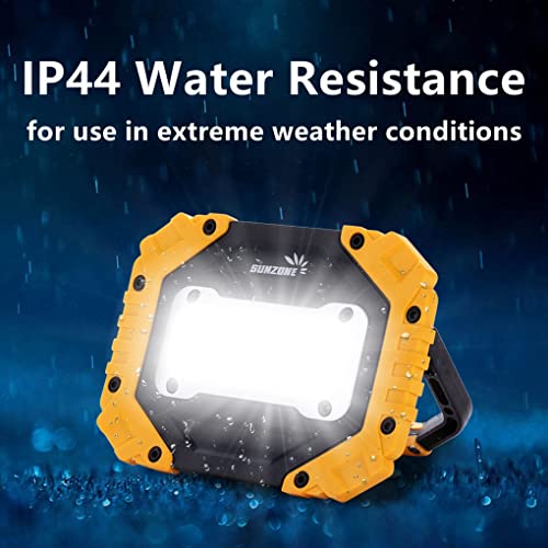 Sunzone Portable LED Work Light,AA Battery Powered Flood Lights,Super Bright Workshop Job Site Lighting for Camping, Hiking, Fishing, Car Repair with Emergency SOS Mode (2 Pack) - color: 2 Pack Yellow, size: AA Battery model