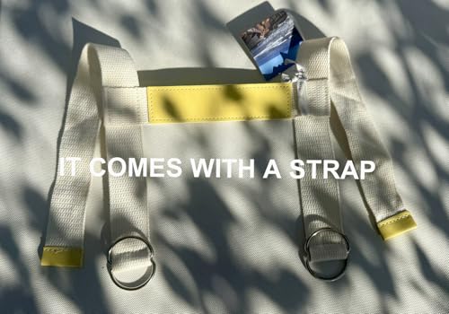 Kids Picnic Blanket, Kids Beach Mat – Medium 4’9” × 3’3” Compact Canvas, Easy to Fold & Carry - color: Creamy White + Sunny Strap, size: 4'9" x 3'3"