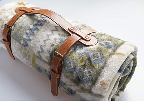 PU Leather Handle Outdoor Picnic Blanket Carry Strap Camping Travel Rug Carrier Blanket Motorcycle Tour Yoga Mat Luggage Belt (Light Brown) - color: Light Brown