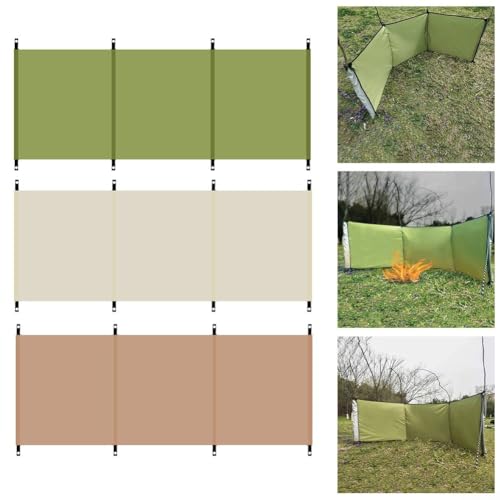 Camping Windscreen 210D Oxford Portable Wind Blocker for Outdoor Cooking BBQ Picnic Hiking, Privacy Screen with Ground Spikes Ropes Storage Bag, Green Yellow(yellow（no pole）) - color: yellow（no pole）