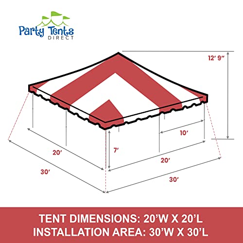 Party Tents Direct 20'x 20' Weekender Canopy Pole Tent with Sidewalls - Easy Up Canopy Tent with 80 Person Capacity - Outdoor Canopies for Parties, Weddings, and Events (Red/White) - color: Red, size: 20' x 20'