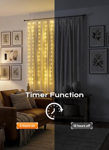 Brightown 180 LED Shower Curtain Lights, 70 Inch Warm White Fairy Lights Battery Operated String Lights, 8 Modes Waterproof Christmas Lights for Indoor Outdoor Decor(No Curtain) - color: Warm White, size: 1 Pack-180 LED