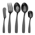 O.C.E. 5-Piece Matte Black Serving Flatware Silverware Set, Utensil Set of Stainless Steel, Satin Finish, Hostess Tableware Serving Set, Dishwasher Safe - color: Matte Black, size: 5-Piece