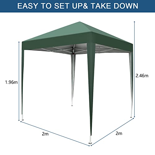 6.5x6.5ft Outdoor Pop Up Canopy Tents,Portable Instant Folding Shelter Gazebos,Waterproof Beach Tents,Easy Up Instant Commercial Canopy Tent,with Carry Bag,for Garden Event Wedding Party BBQ (Green) - color: Green, size: 6.5x6.5ft