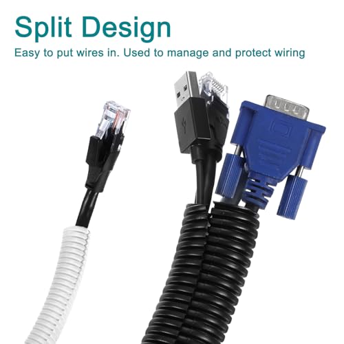 uxcell 3/4 Inch x 33 Ft Split Wire Loom Tubing, Guard Convoluted Flex, Protective Split Cable Conduit, Flexible Wire Protector Tubing, Electrical Cord Cover, Black - color: Black, size: 3/4 Inch x 33 Ft