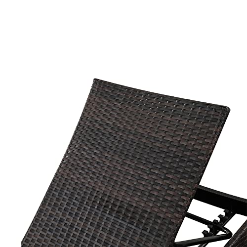 Outdoor Patio 4 Adjustable Backrest Chaise Lounger and 2 Side End Tables, 6 Piece Lounge Chair Patio Pool Outside Rattan Reclining Lounge Chairs with Coffee Table - color: 4 Chairs + 2 Tables