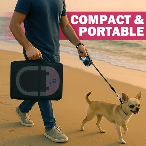 Playpen for Small Dogs Cats Crate: Puppy Play Pen Indoor Outdoor Foldable Potable Exercise Cage Pop up Kennel for Guinea Pig Rabbits Hamster Travel with Carrying Case & Food Bowl (Pink, M, 1) - color: Pink, size: M
