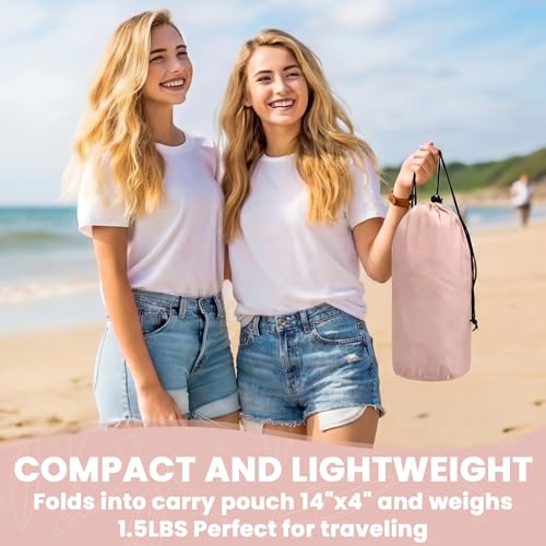 Large Beach Blanket Sandproof Waterproof with Side Walls, 71"x57" Pink Outdoor Portable Beach Blanket Includes 4 Storage Bags and 4 Stakes for Beaches Keep Sand Out Family Camping Park Travel Vacation