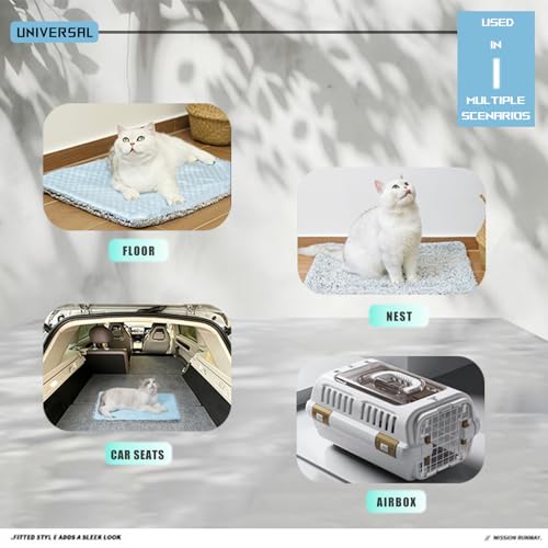 Two Uses'Cat Mat,Self Warming&Cooling Cat Mat.18 * 24in-Cooling Cat Pad.Hot/Cold Mat for Dogs and Cats.Free A Gel Pack and A Disposable Self-Heating Pad,Temperature Lock Design,Machine Washable - color: Light Blue+Gel ice pack+Selfheating pad, size: Mediu