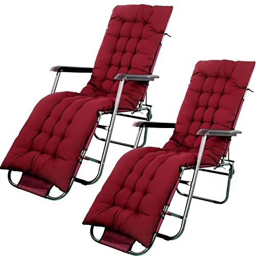 Bucherry 67 x 19 Inch Chaise Lounge Cushions Soft Lounge Chair Cushion Gravity Chair Cushion Sofa Lawn Furniture Cushion Pad with 6 Tie for Outdoor Indoor Patio Home Without Headrest (Wine Red,2 Pcs) - color: Wine Red