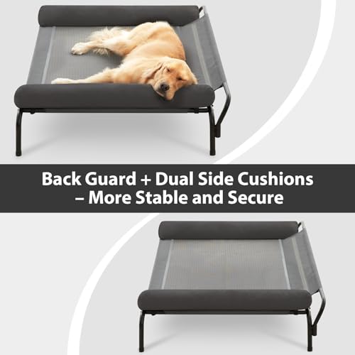 LEXTRO Elevated Dog Bed for Large Dogs – Indoor & Outdoor Raised Dog Cot Hammock with Breathable Mesh, Upgraded Installation Method, Off the Ground Lifted Elevated Pet Bed, Platform Frame Pet Cot